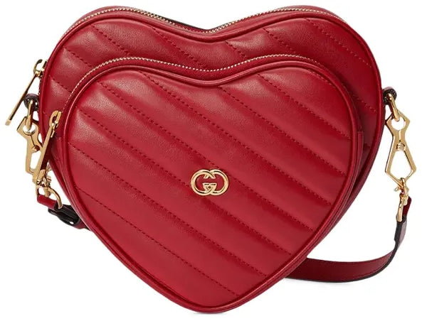 Bolso de hombro de piel Matelasse con forma de corazón