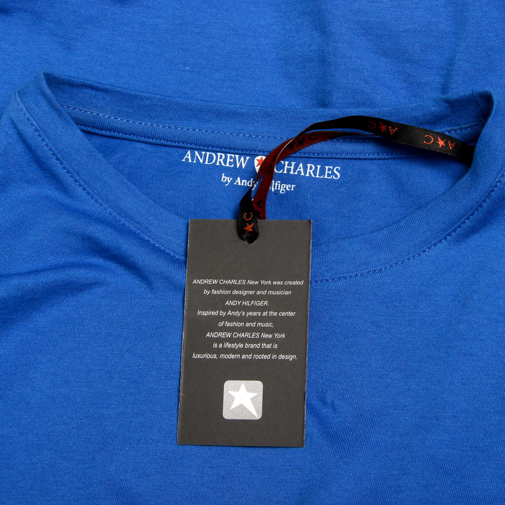 Camiseta Andrew Charles para hombre, manga corta, cuello redondo, azul, KEITA