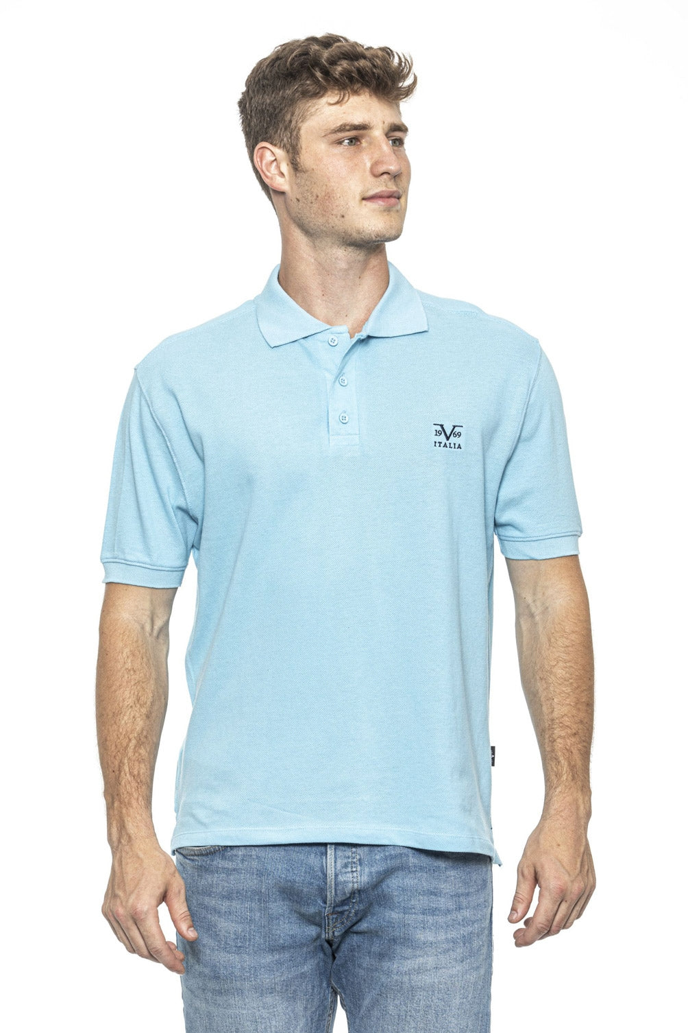 19V69 Italia Polo Hombre Azul RICAMO AZUL CLARO