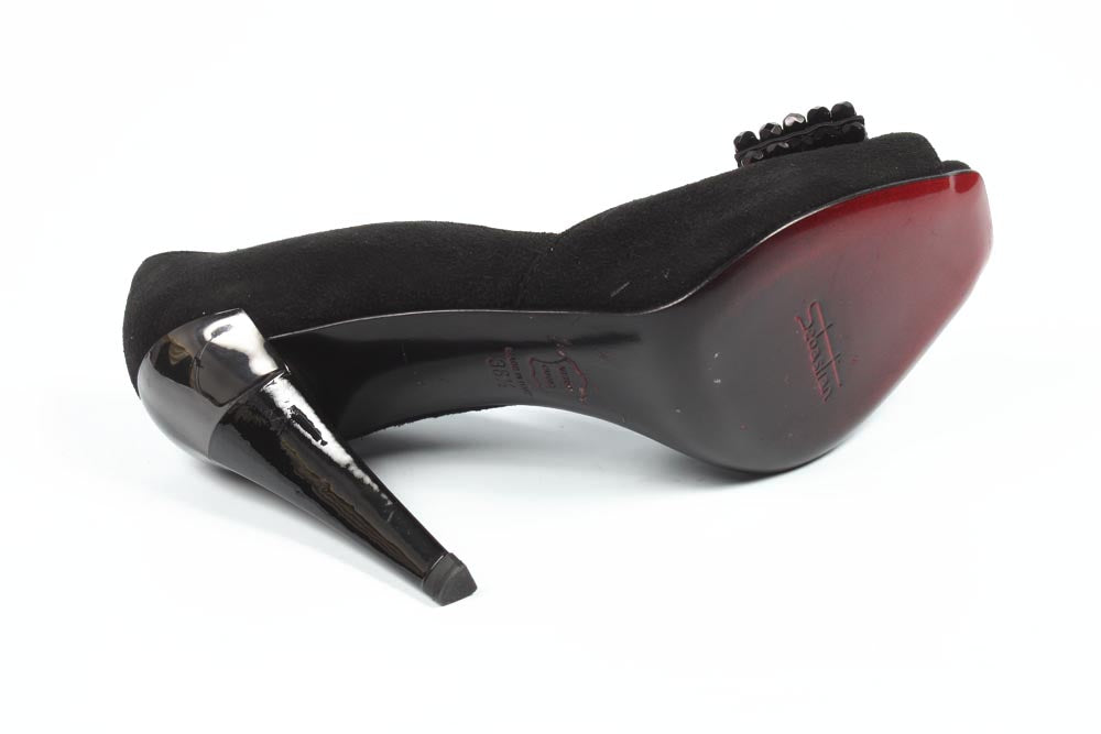 Zapatos de salón de mujer Sebastian Milano con punta abierta 2919 NEGRO
