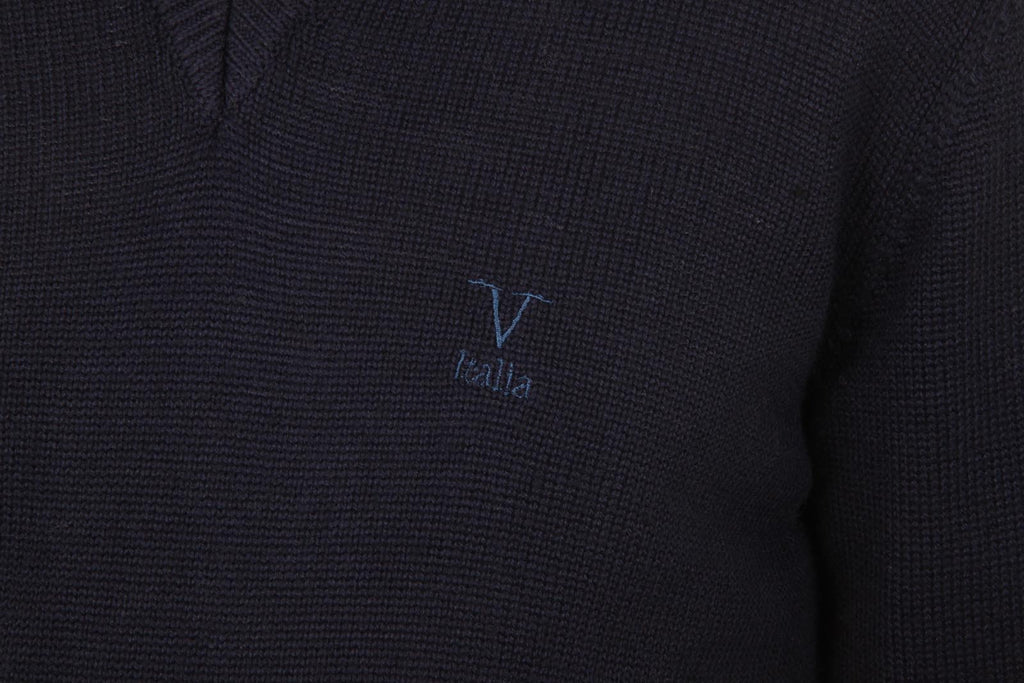 V 1969 Italia Jersey con cuello de pico para hombre 9803 SCOLLO V BLU NAVY