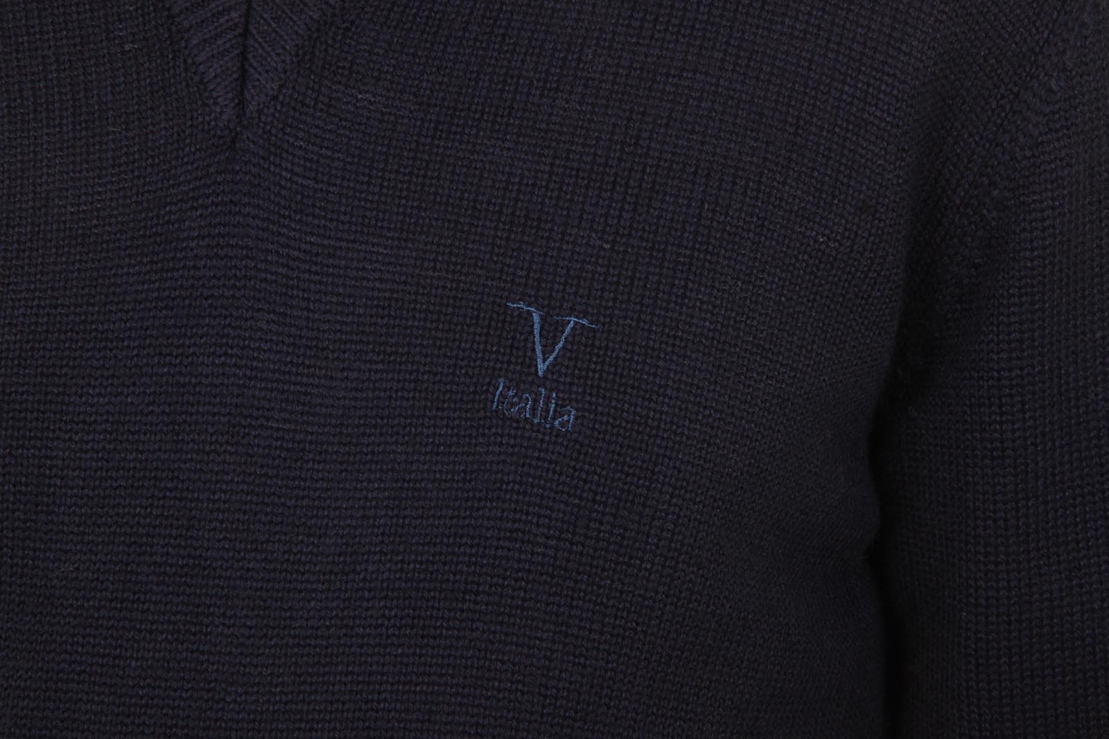V 1969 Italia Jersey con cuello de pico para hombre 9803 SCOLLO V BLU NAVY