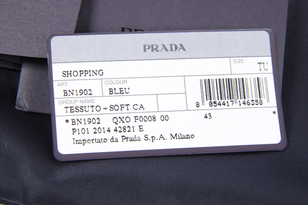 Bolso tote Prada BN1902 Bleu Tessuto Soft Calf