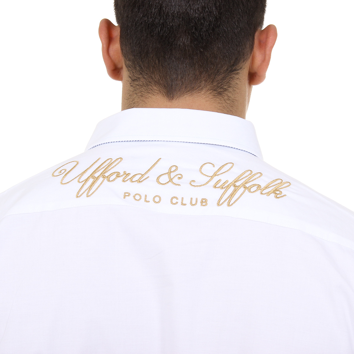 Camisa de manga larga para hombre del Ufford & Suffolk Polo Club US010 BLANCA
