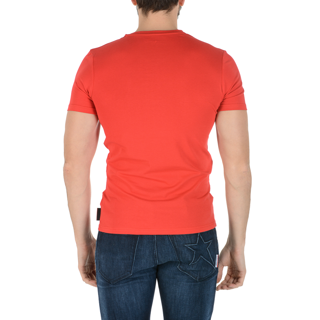 Camiseta Andrew Charles para hombre, manga corta, cuello en V, roja, KENAN