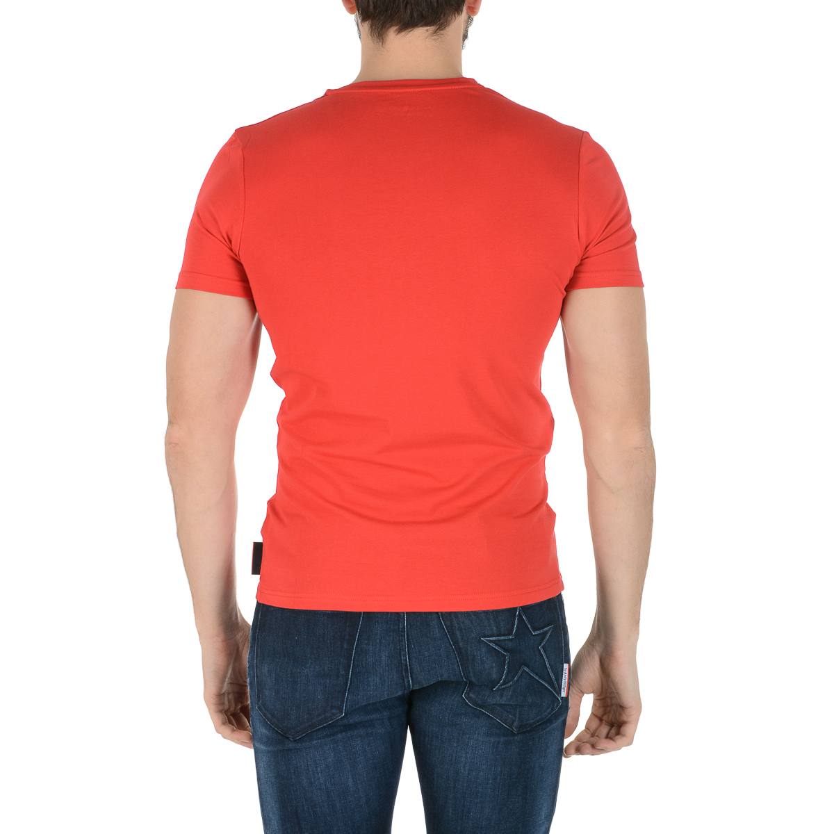 Camiseta Andrew Charles para hombre, manga corta, cuello en V, roja, KENAN