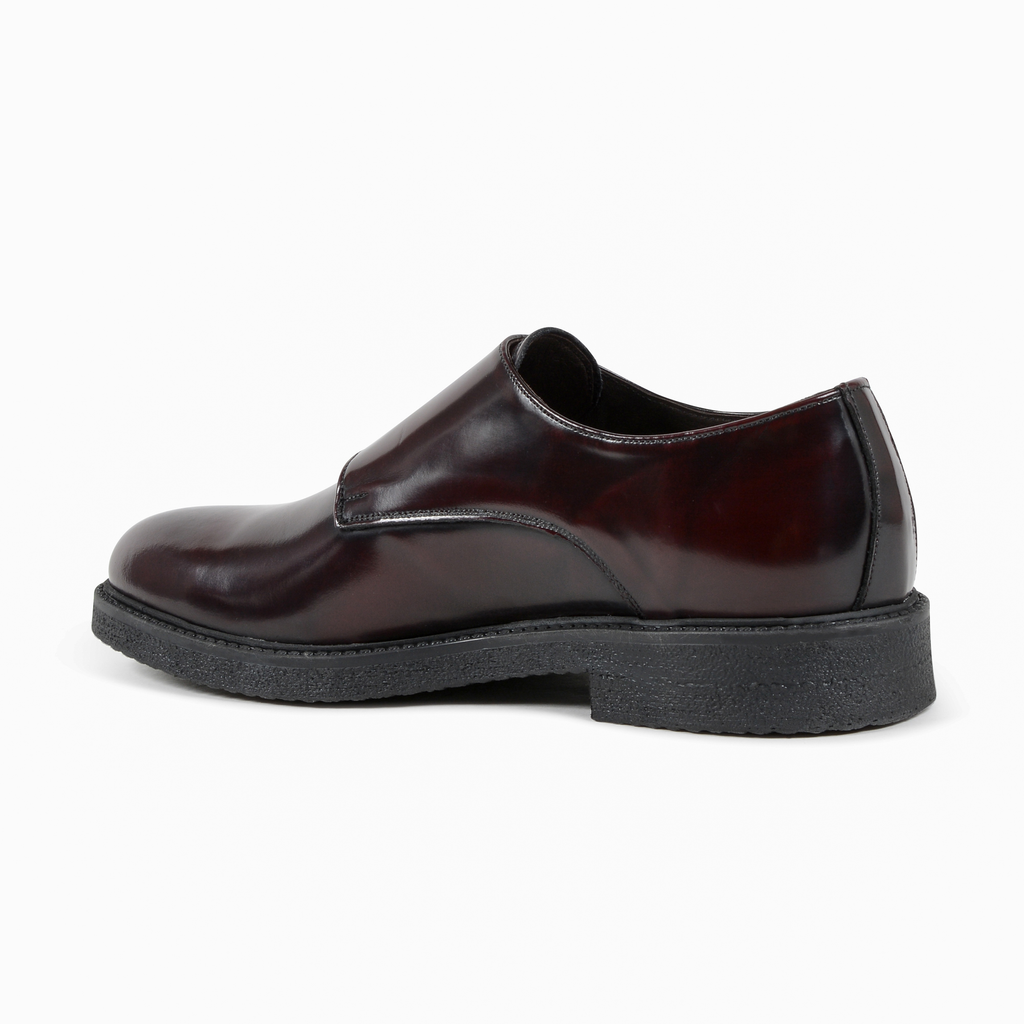 19V69 Italia Zapato de doble hebilla para hombre Burdeos 1210 G ABRASIVATO BORDEAUX