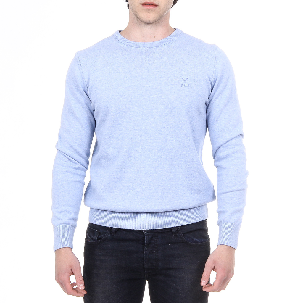 Suéter V 1969 Italia para hombre, manga larga, cuello redondo