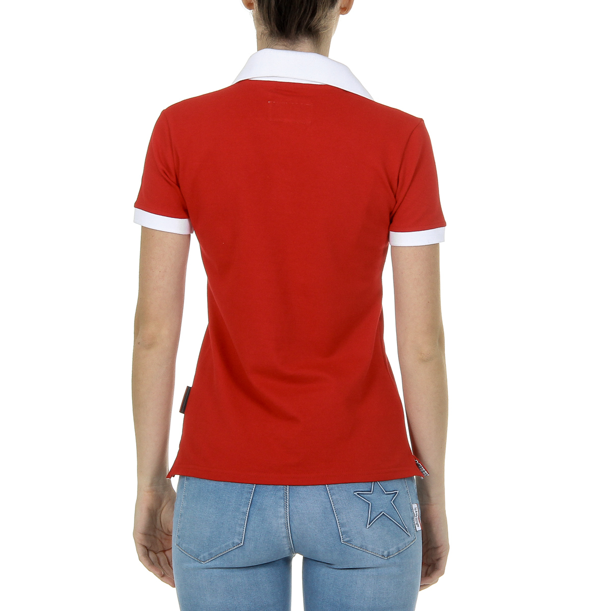 Polo Andrew Charles para mujer, manga corta, rojo, NIA