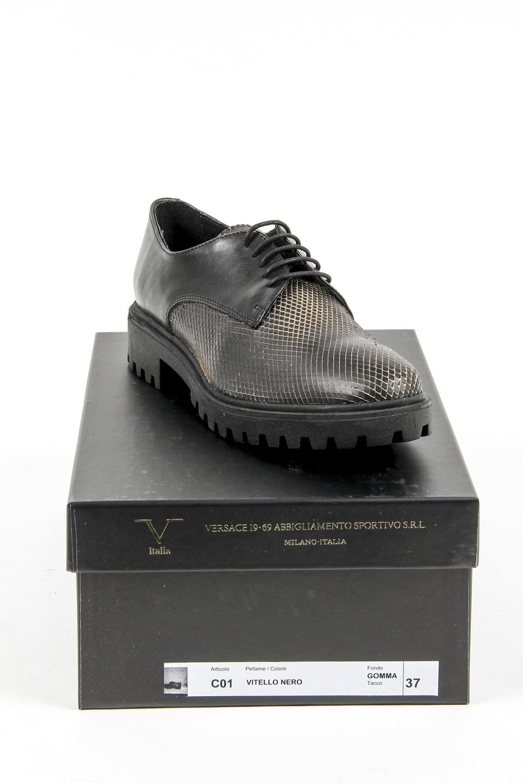 Zapatos con cordones para mujer V 1969 Italia C01 VITELLO NERO