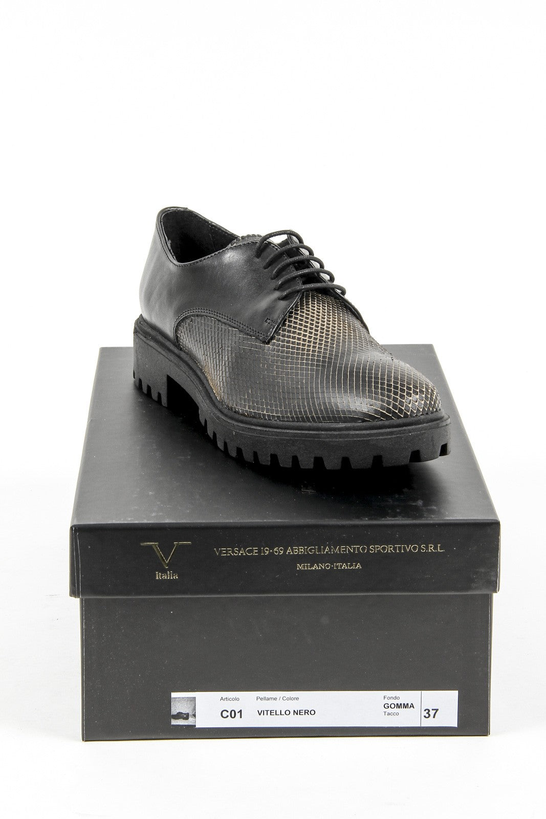 Zapatos con cordones para mujer V 1969 Italia C01 VITELLO NERO