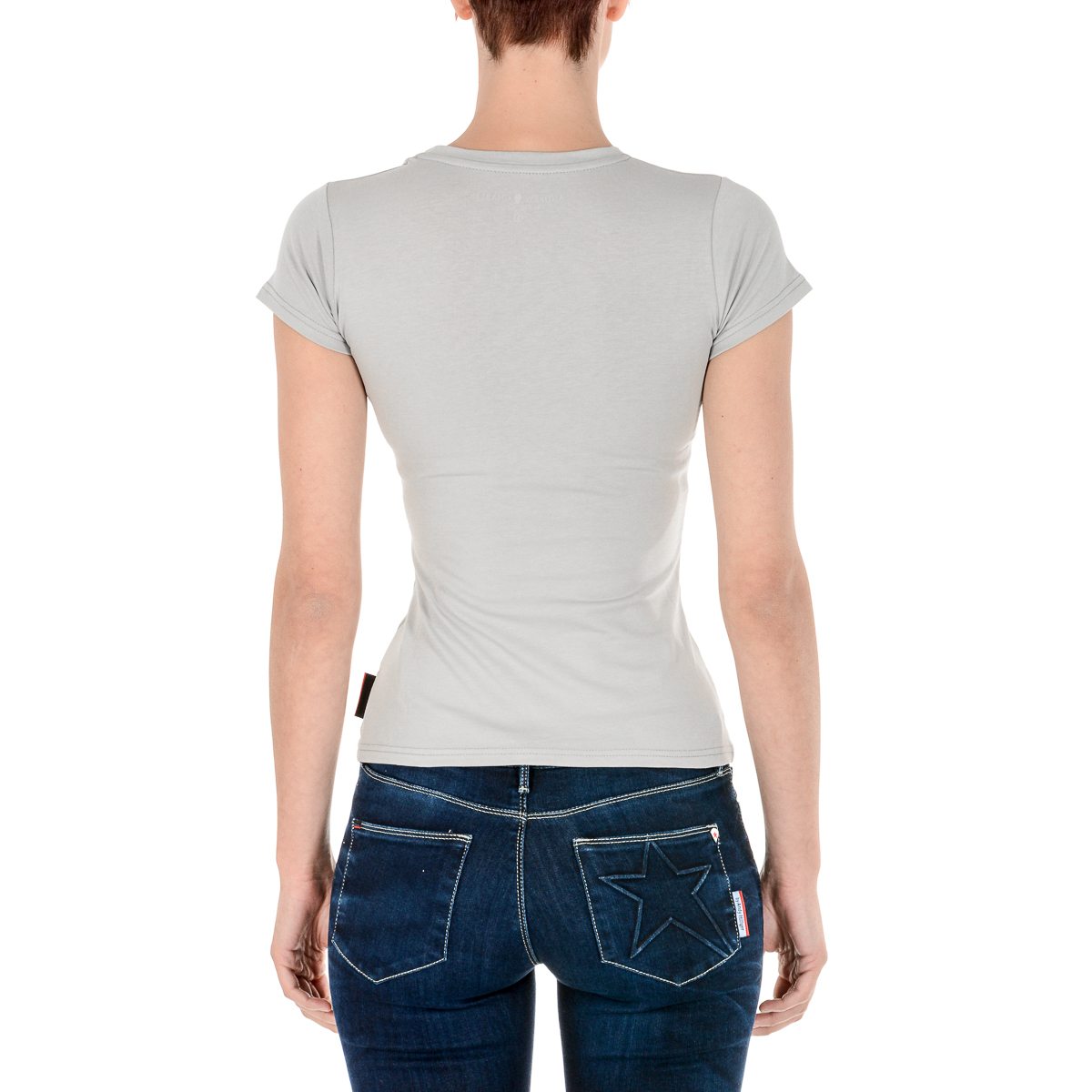 Camiseta Andrew Charles para mujer, manga corta, cuello redondo, gris, TARANA