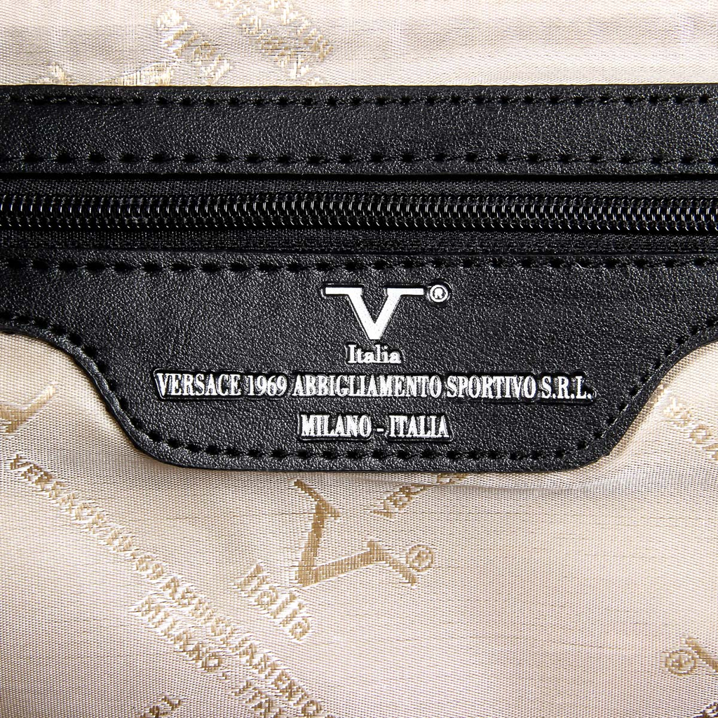 Bolso de mano para hombre V 1969 Italia negro LEROY
