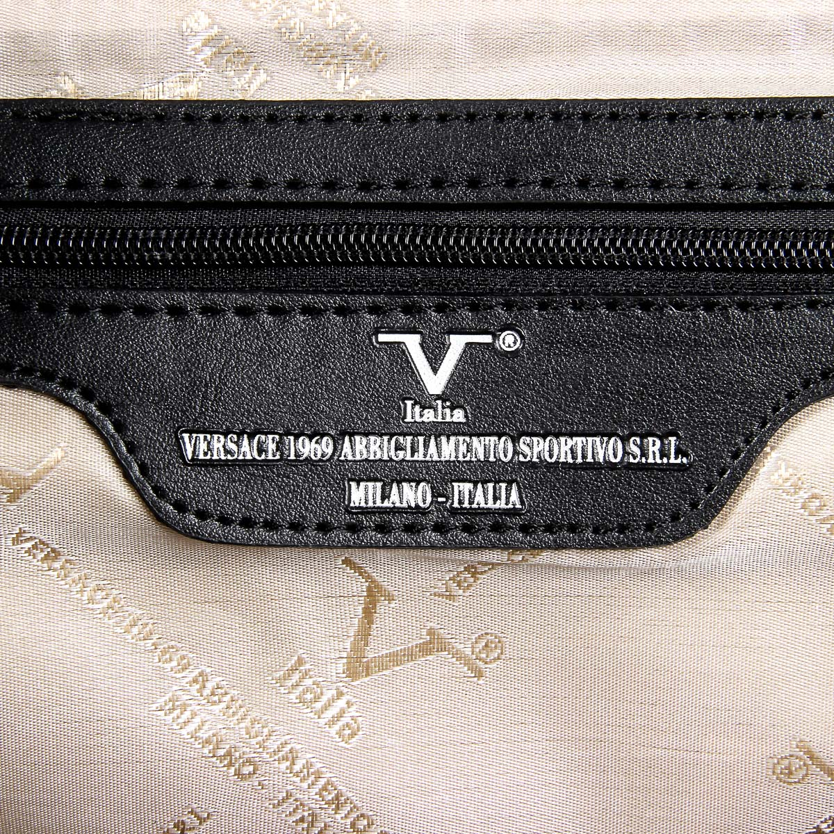 Bolso de mano para hombre V 1969 Italia negro LEROY