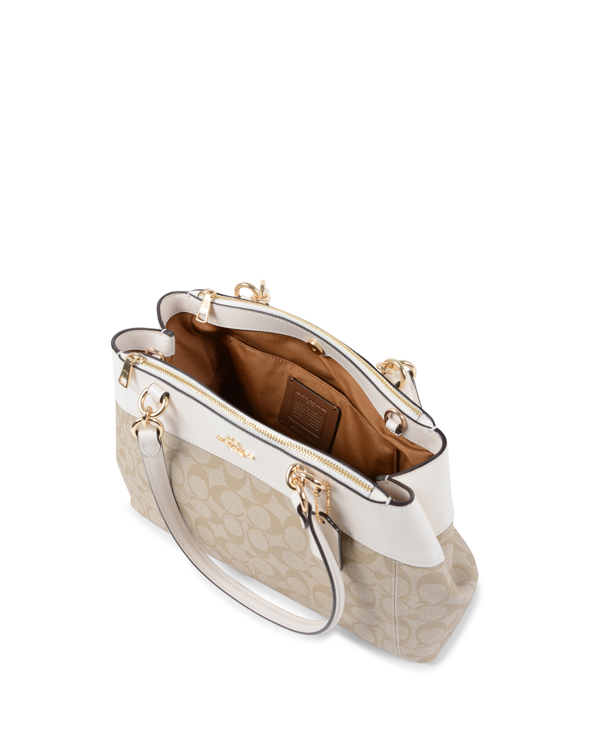 Bolso de mano Coach para mujer beige y blanco F25396 CHALK