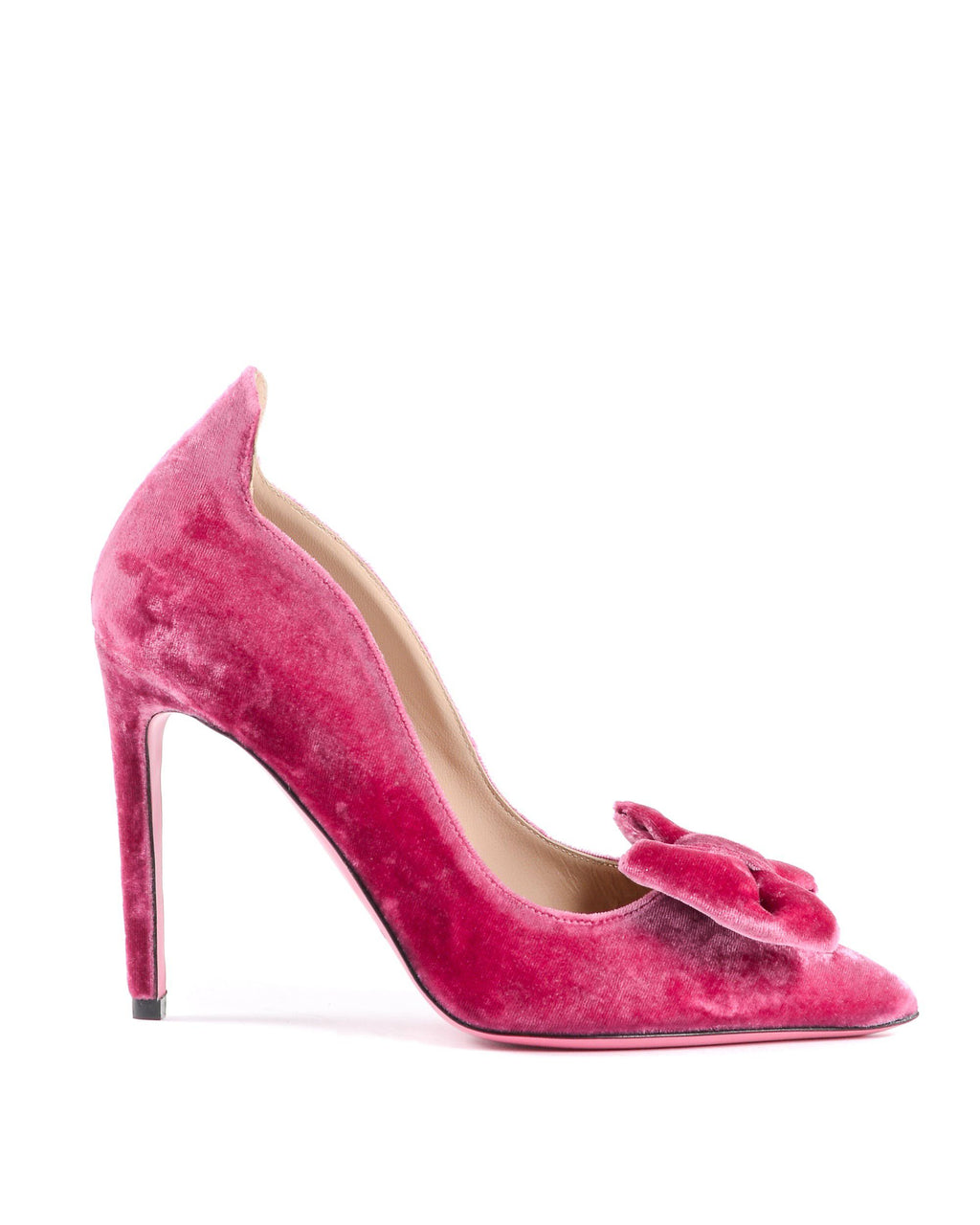 Zapatos de salón con lazo de terciopelo para mujer - Fuxia