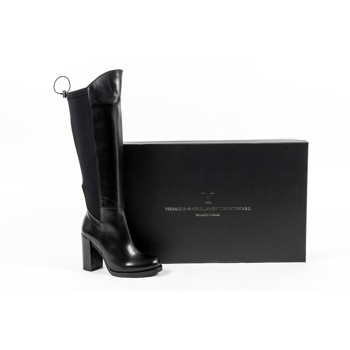 Bota alta Mujer V 1969 Italia B2406 VITELLO NERO LICRA NERO