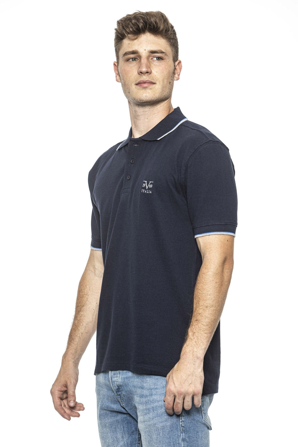 19V69 Italia Polo para hombre Azul COSTINA AZUL MARINO