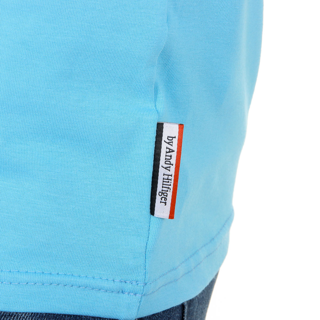 Camiseta Andrew Charles para hombre, manga corta, cuello en V, azul claro, KENAN
