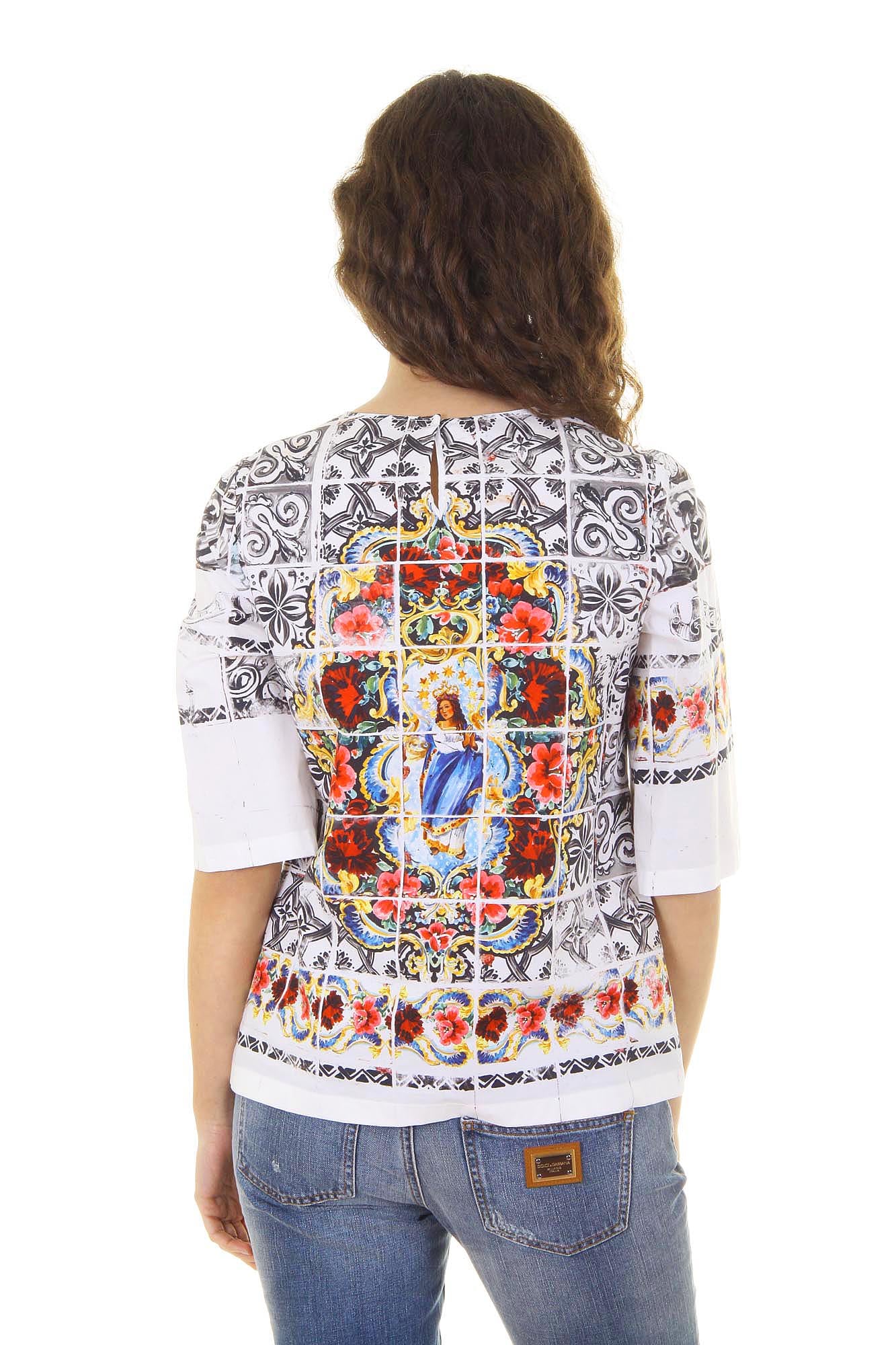 Top de manga corta para mujer Dolce & Gabbana F7Q09T FP5KC X0800