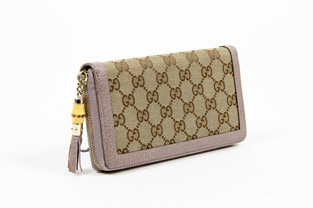 Bolso Gucci de lona con flecos de bambú y cremallera para mujer