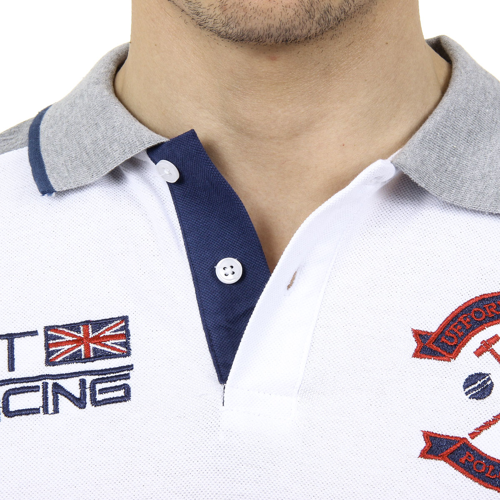 Polo Ufford & Suffolk Polo Club para hombre, manga corta, US001, blanco