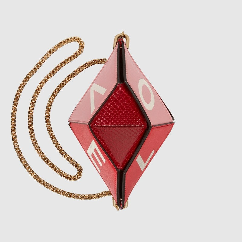 Bolso de hombro pequeño Gucci en forma de corazón rojo rosa