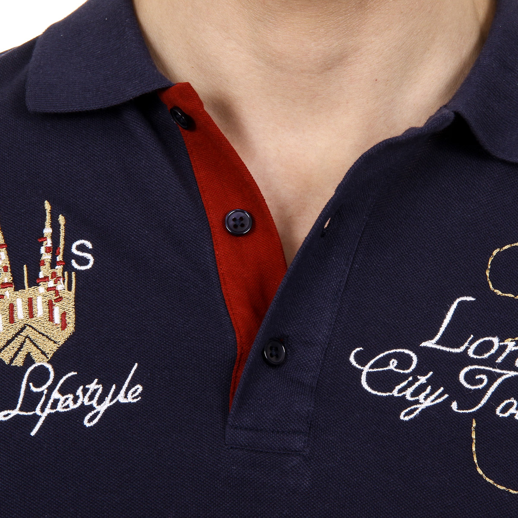 Polo Ufford & Suffolk Polo Club para hombre, manga corta, US005, azul marino