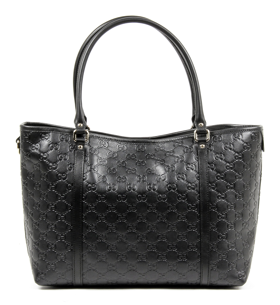 Bolso tote Gucci para mujer de piel negra Guccissima con logotipo GG