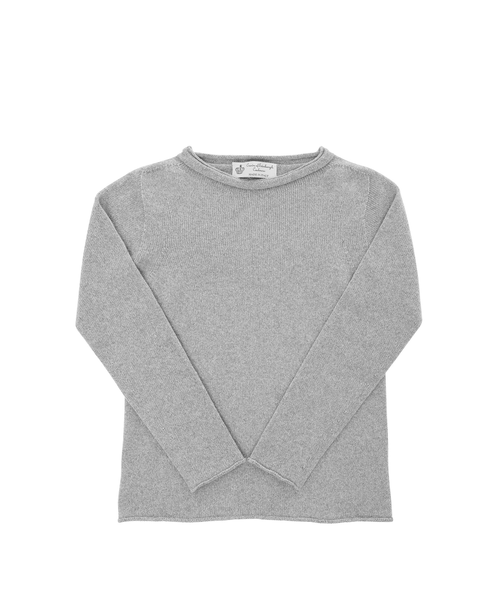 Suéter de cuello barco para mujer de cachemira Crown of Edinburgh COE 0015 GRIS