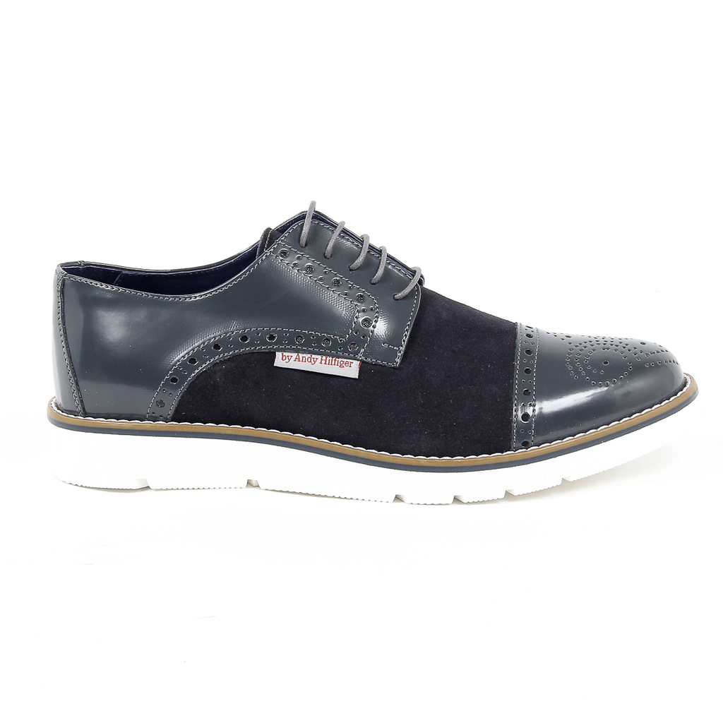 Andrew Charles - Zapatos Oxford brogue para hombre 911 ABRASIVATO CAM GRIGIO BLEU