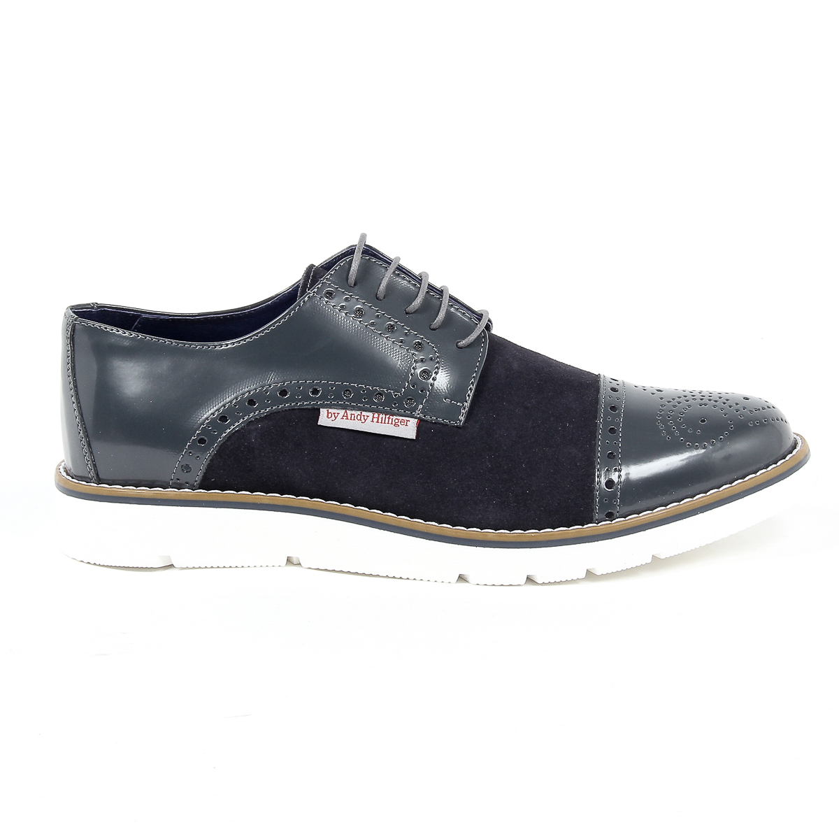 Andrew Charles - Zapatos Oxford brogue para hombre 911 ABRASIVATO CAM GRIGIO BLEU