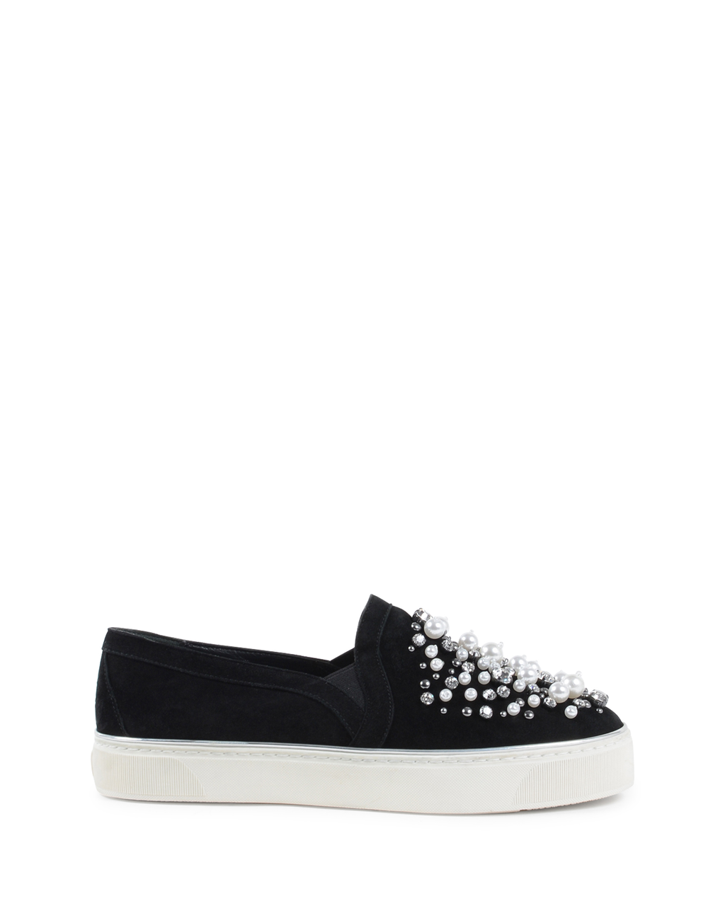 Stuart Weitzman - Zapatillas sin cordones para mujer, color negro, con decoración