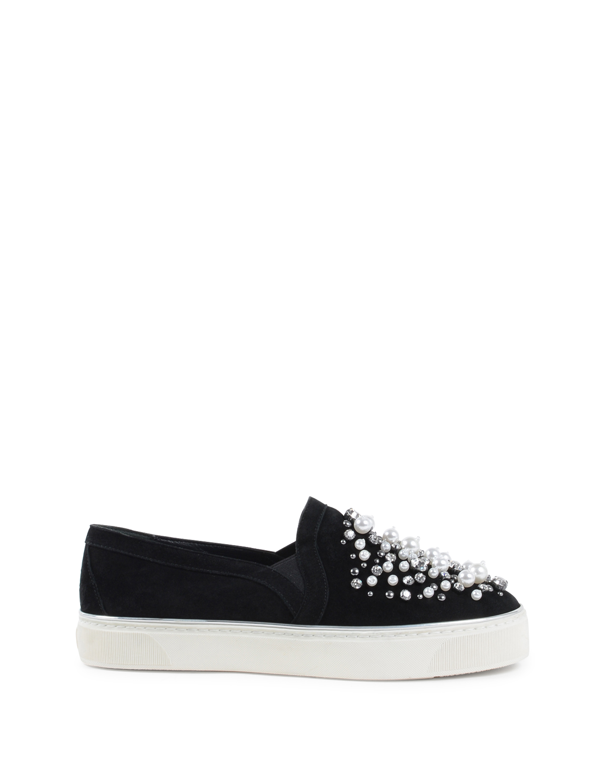Stuart Weitzman - Zapatillas sin cordones para mujer, color negro, con decoración