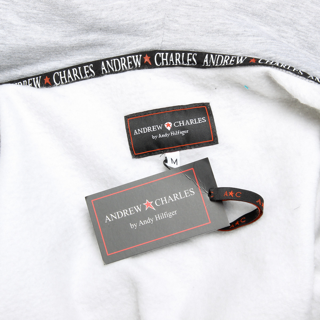 Sudadera con capucha Andrew Charles para hombre con cremallera, manga larga, cuello redondo, gris claro FELA