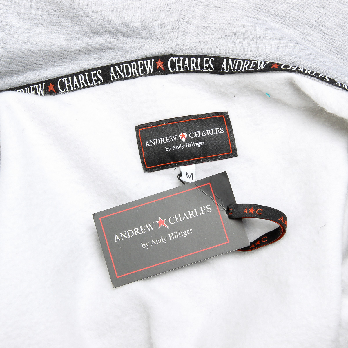 Sudadera con capucha Andrew Charles para hombre con cremallera, manga larga, cuello redondo, gris claro FELA