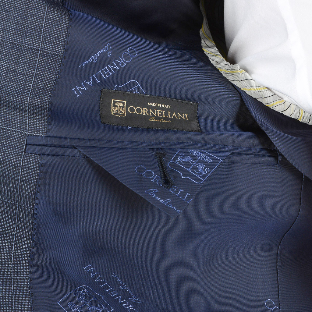 Corneliani Mens Suit Long Sleeves Dark Blue Super 130's