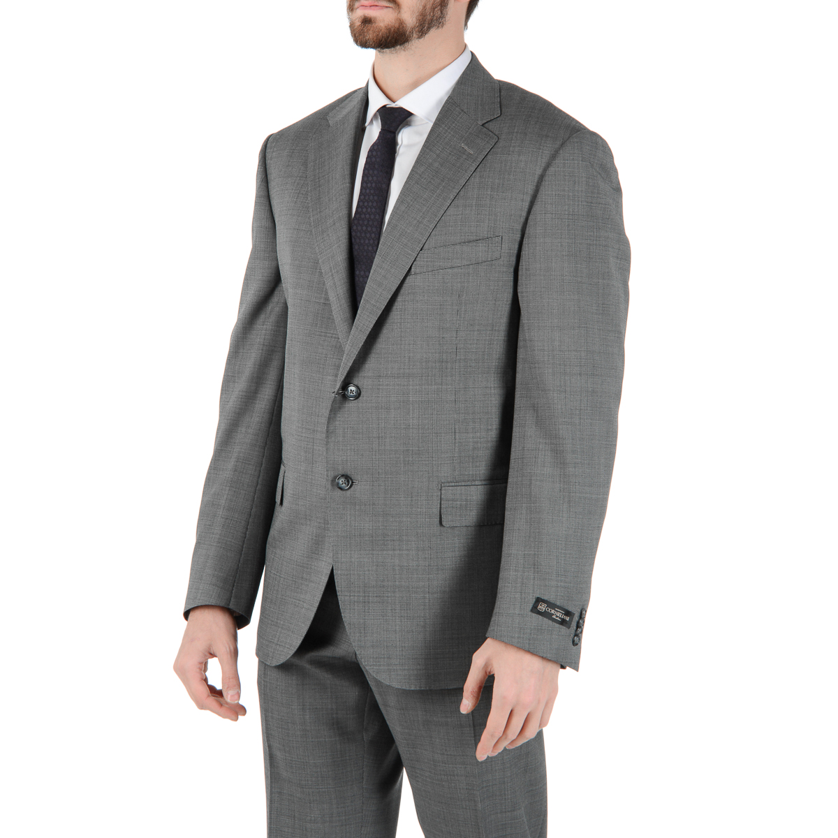 Corneliani Mens Suit Long Sleeves Grey Super 110's