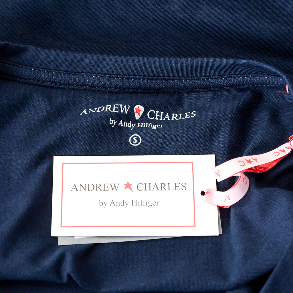 Camiseta Andrew Charles para mujer, manga corta, cuello en V, azul TAPIWA