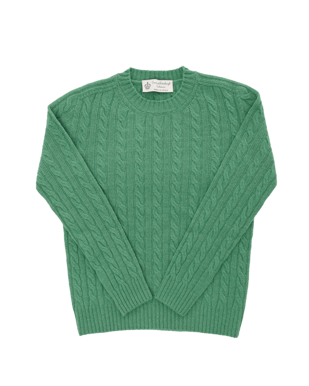 Suéter de cuello redondo para mujer de cachemira Crown of Edinburgh COE 0033 VERDE