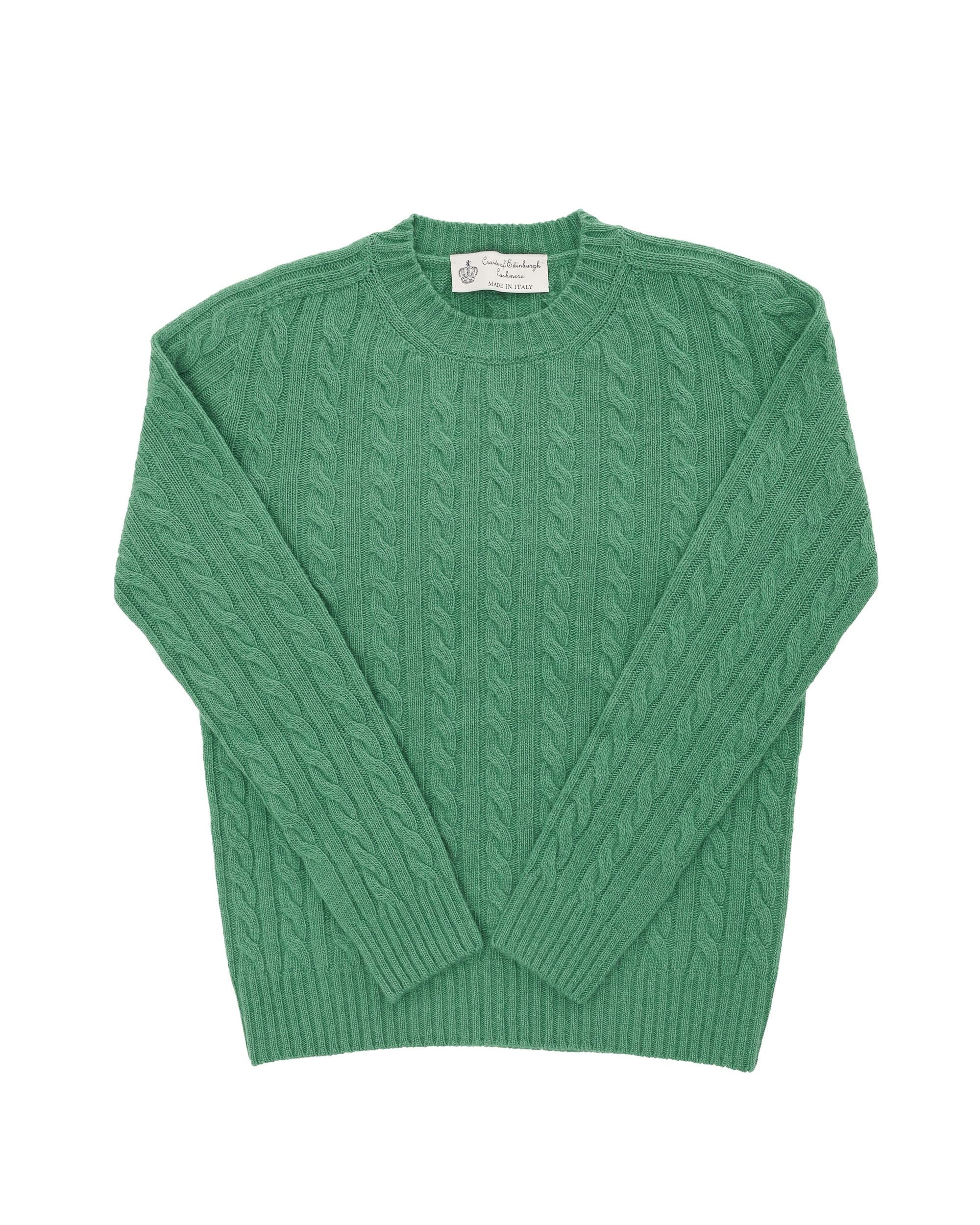 Suéter de cuello redondo para mujer de cachemira Crown of Edinburgh COE 0033 VERDE
