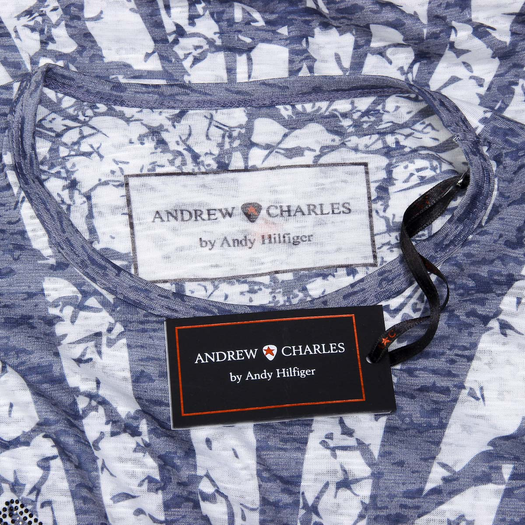 Andrew Charles Mens T-Shirt Short Sleeves Round Neck Blue CALEB