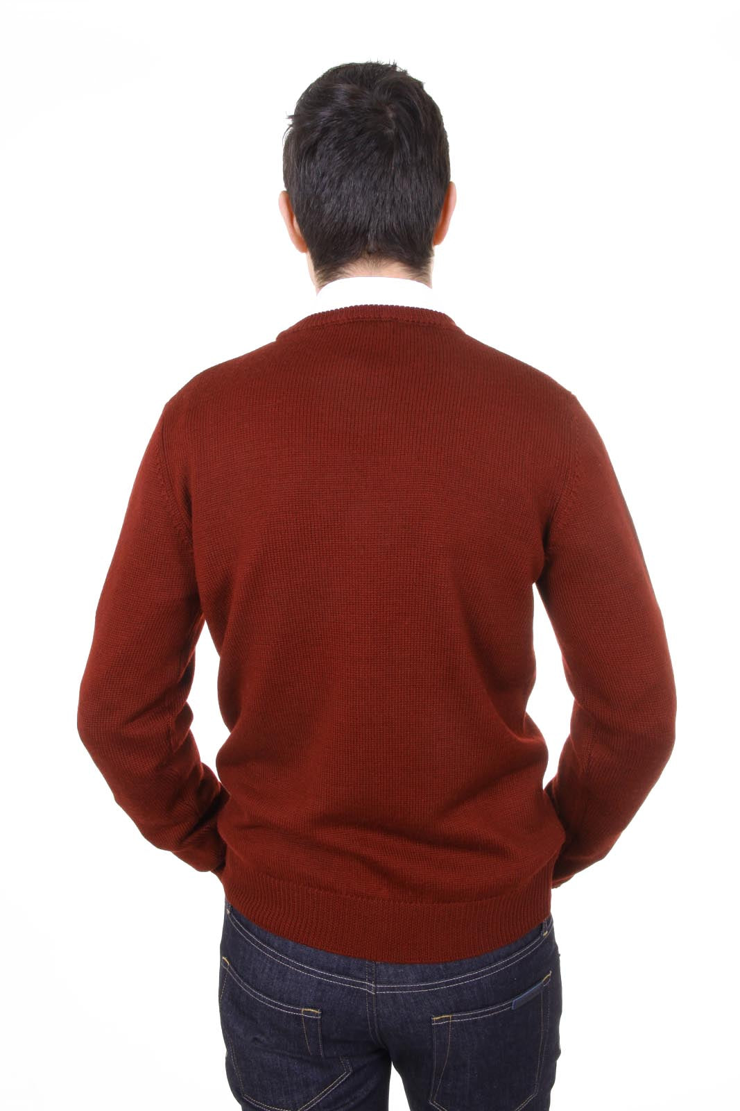 Suéter de cuello redondo para hombre V 1969 Italia 9802 GIROCOLLO BORDEAUX