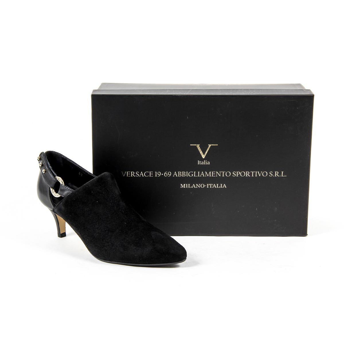 Zapato de tacón mujer V 1969 Italia KATE CAMOSCIO NERO