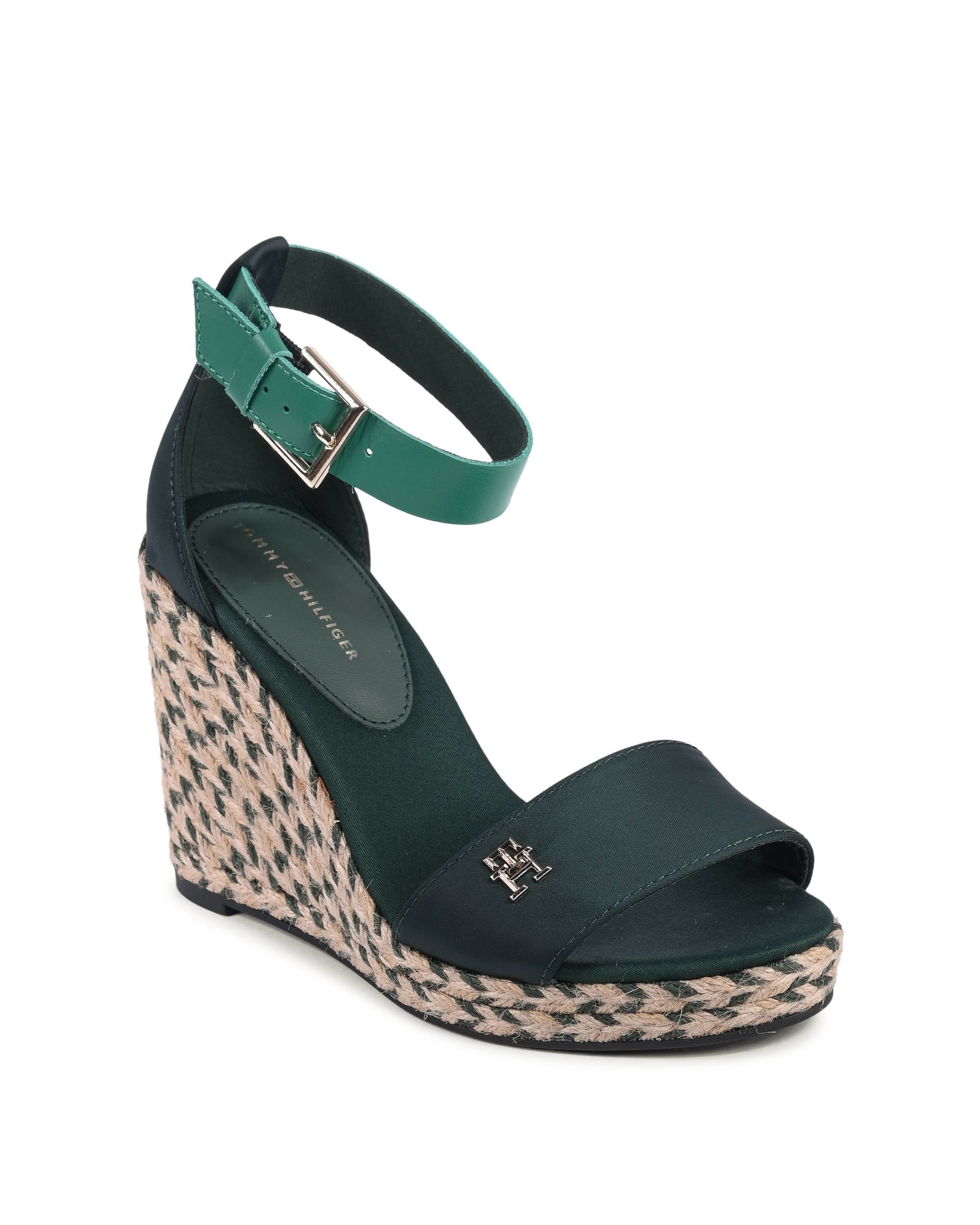 Tommy Hilfiger - Sandalias de cuña para mujer, color verde, FW0FW07914MBP
