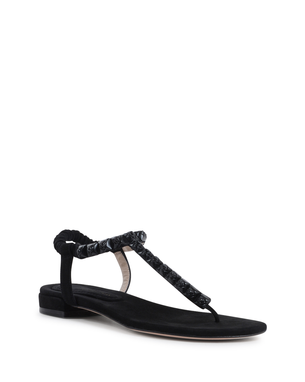 Stuart Weitzman Sandalia plana para mujer negra ESME