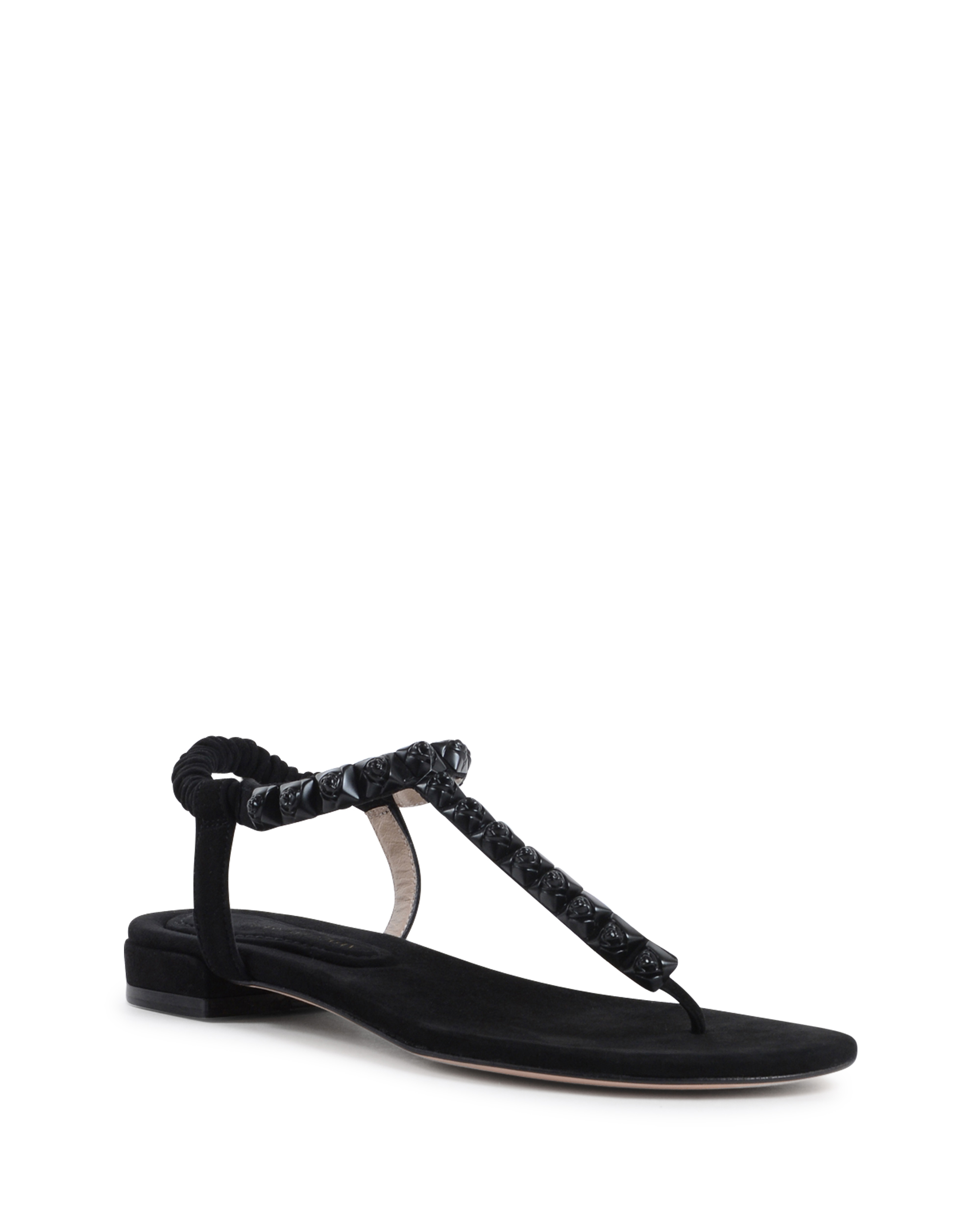 Stuart Weitzman Sandalia plana para mujer negra ESME