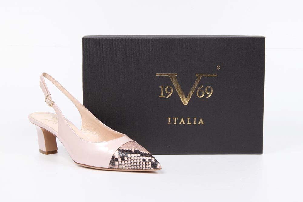 V 1969 Italia - Zapatos de salón con tira trasera para mujer 5532-LID55 PE DIAMANTCIP STAMPATO DIAMANT CIPRIA