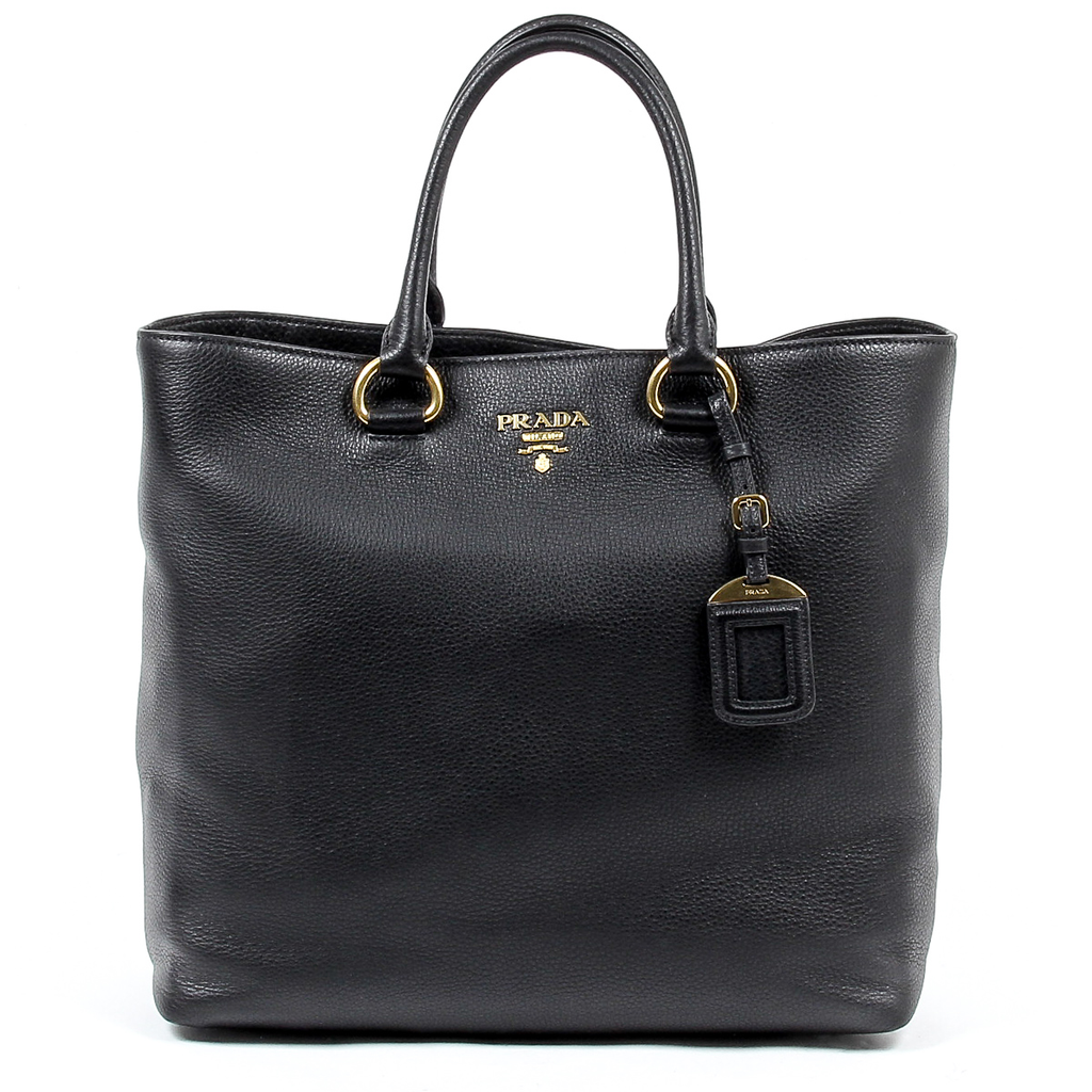 Bolso shopper Prada Vitello Phenix de piel negro