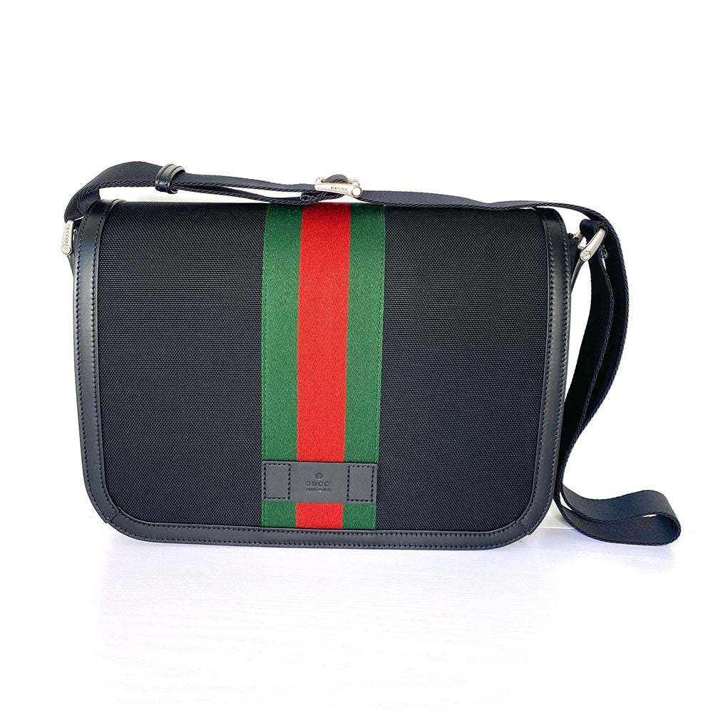Bolso bandolera Gucci Web Stripe para hombre, color negro